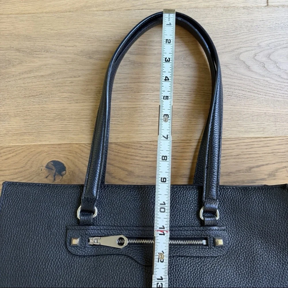 Rebecca Minkoff ‘Always On Side’ Black Leather Tote Bag Zip Shoulder Carryall
